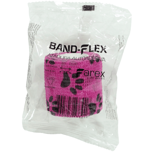 Atadura 5cm Rosa Com Patinhas Band-Flex Autoadesiva Para Animais Farex